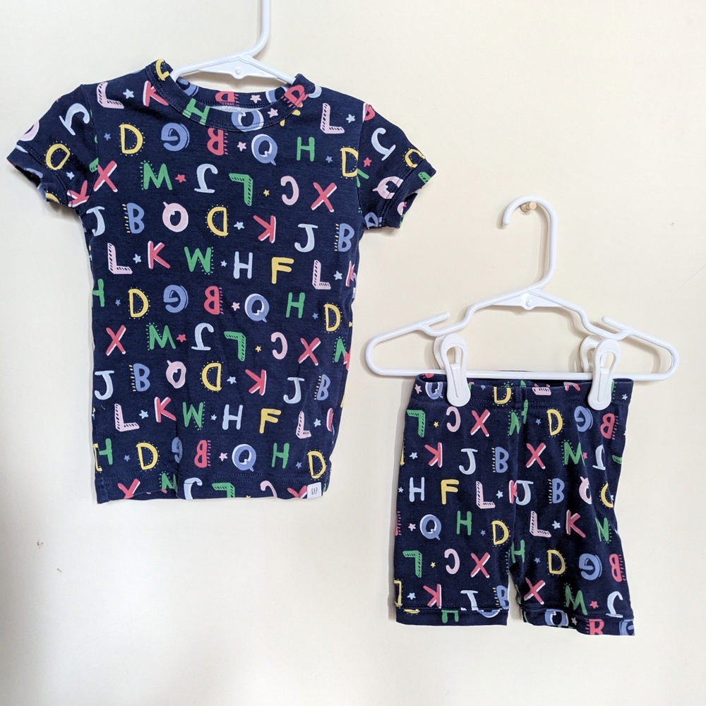 Colorful Alphabet Print Kids Pajama Set